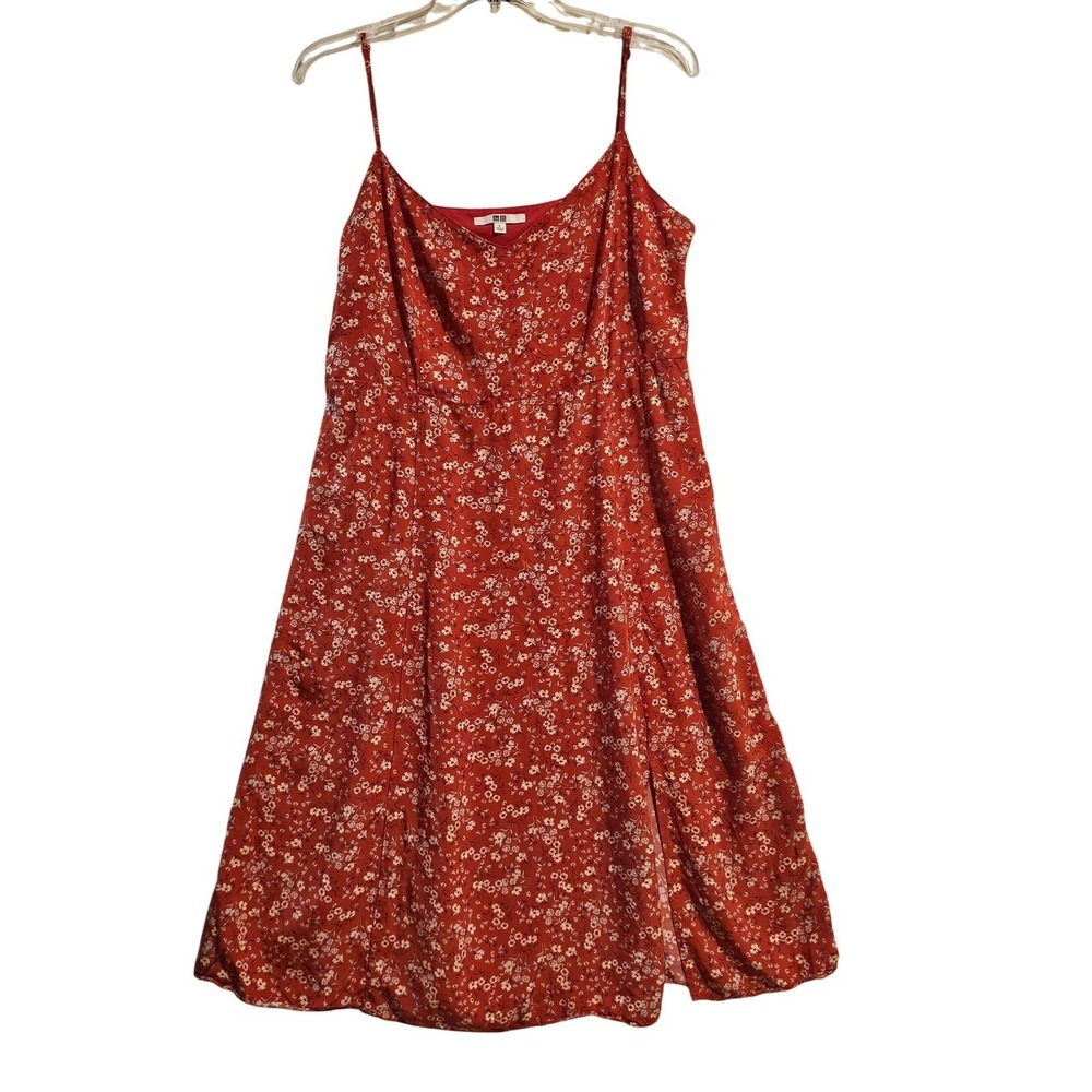Uniqlo Women's Red‎ Floral Print Spaghetti Strap Midi Dress Size L